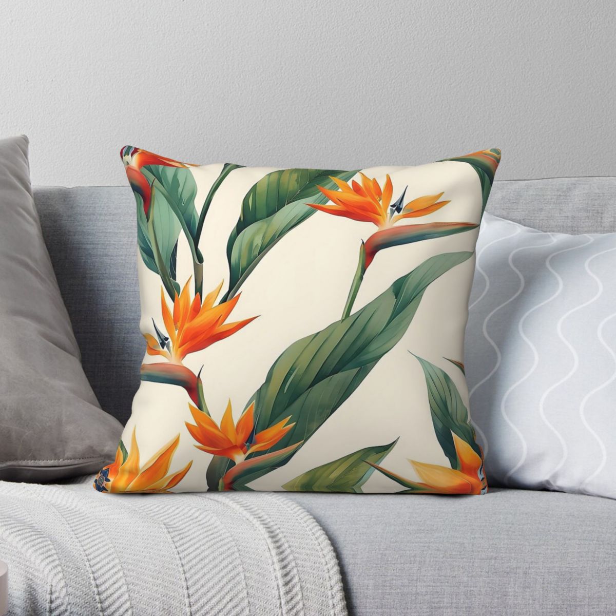 Bird Paradise Strelitzia - Bird Of Paradise Strelitzia ปลอกหมอนสแควร์โพลีเอสเตอร์ผ้าลินินกํามะหยี่ Creative