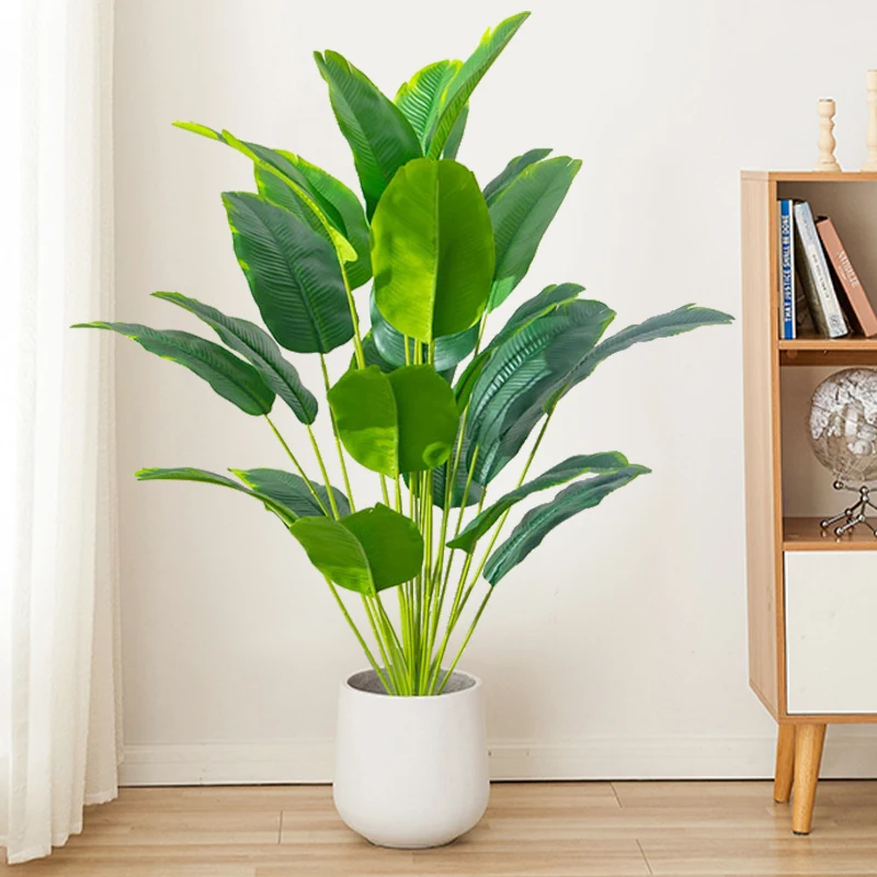 Ficus Lyrata Tree - ต้นไม้ประดิษฐ์ 1 ชิ้น ต้นปาล์มเขตร้อนขนาดใหญ่ ต้นกล้วยปลอม ใบไม้สัมผัสเหมือนจริง