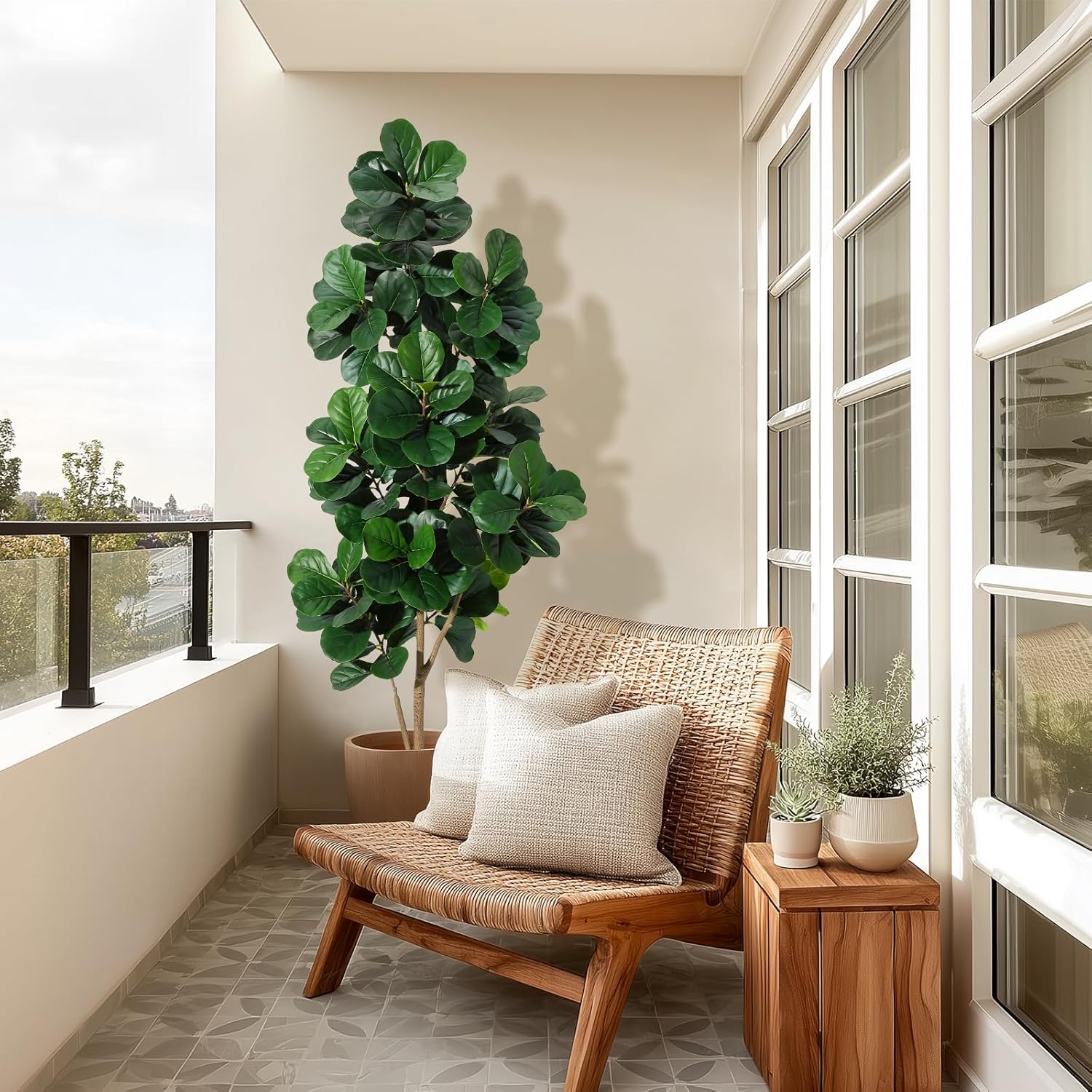 ต้นไทรใบกลองปลอมขนาด 4 ฟุต/5 ฟ - Ficus Lyrata Tree บทวิจารณ์และราคา